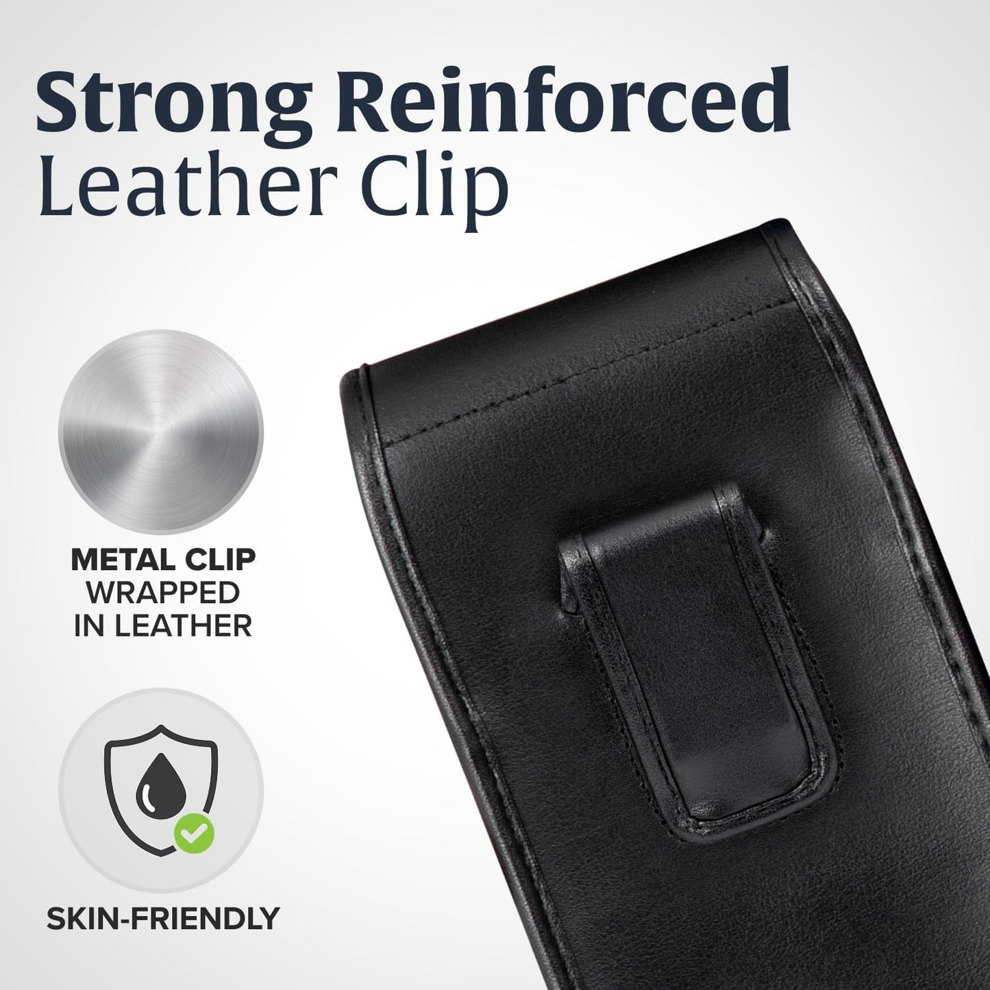 Turtleback Belt Holder for iPhone 16 Pro Max, 15 Pro Max, 14 Pro Max -Small- Fits w/Slim MagSafe Style Cases, Premium Black Leather Vertical Belt Holster Magnetic Closure Leather Wrapped Clip