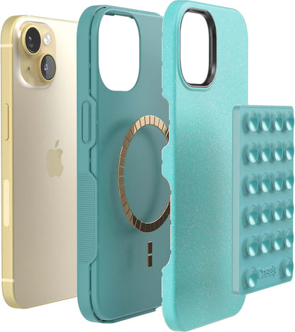 Casely Grippy Aquamarine MagSafe Compatible Cell Phone Mount Silicone Suction Cup Sticky Phone Holder and Stand