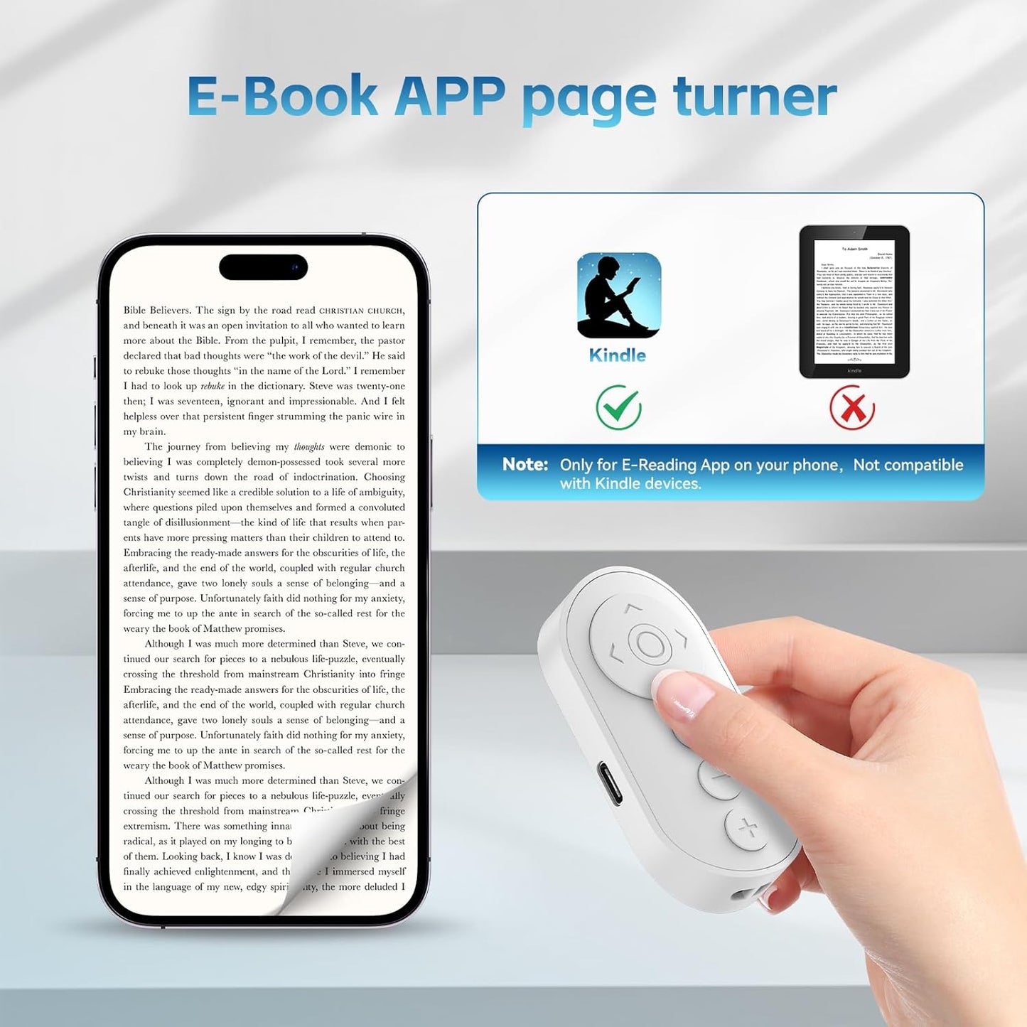 Bluetooth Camera Remote Shutter with Zoom and Front/Rear Camera Switch for Photo and Vlogging,Cllphone Remote Clicker for iOS & Android Smartphone, Wireless Video Scrolling for Tiktok