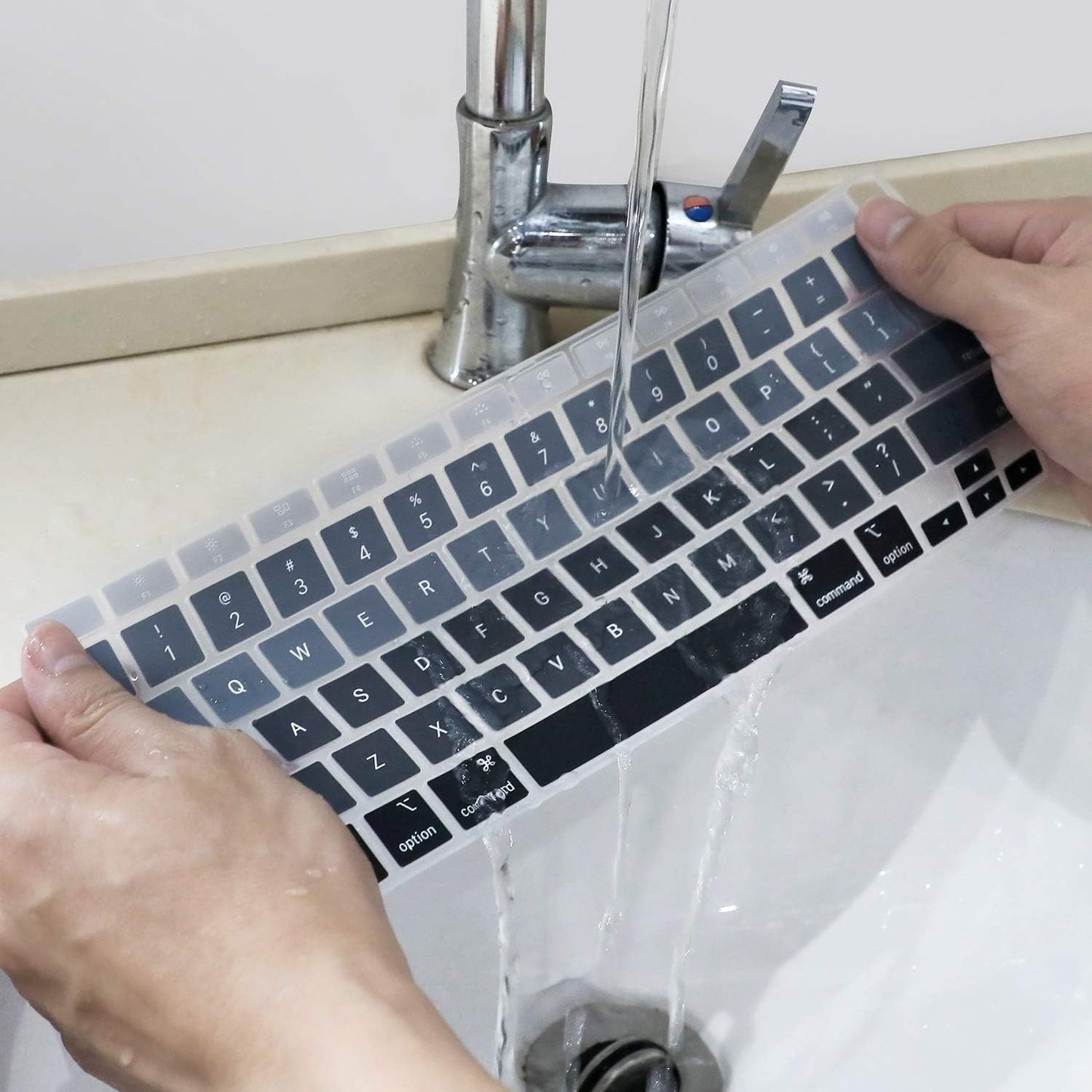 Allinside Silicone Keyboard Cover for New MacBook Air 13 inch A2179 Released in 2020 with Touch ID and Retina Display US Version, Ombre Gray