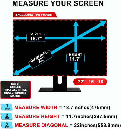 22 inch Computer Privacy Screen Filter - Suitable for 16:10 Aspect Ratio Widescreen Monitor - Blue Light Filter - Anti-Glare & Anti-Scratch Protector Film (22" Widescreen (16:10))