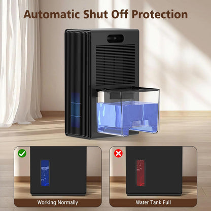 NineSky Dehumidifiers for Home, 95 OZ Water Tank, (1000 sq.ft) Dehumidifiers for Bathroom Bedroom Basement with Auto Shut Off,7 Colors LED Light(Black)