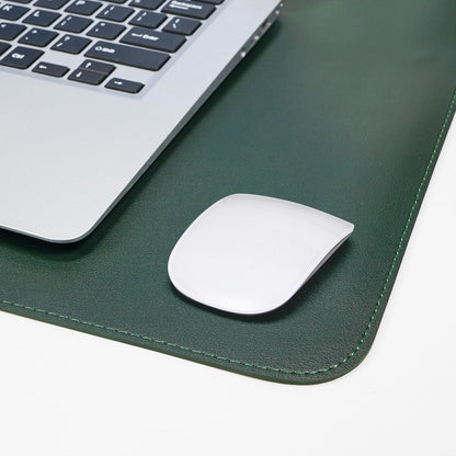 AFIING Leather Desk pad Protector, Large Non-Slip Office Desk Mat with Natural Cork & PU Leather, Waterproof Writing Mouse Pad for Office and Home (55in*17in,Dark Green)