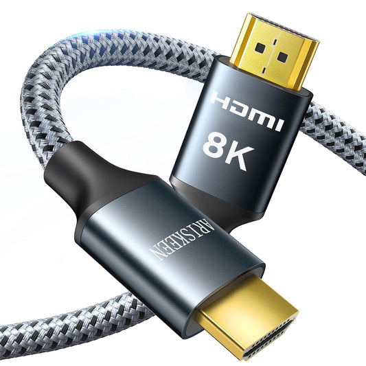 ARISKEEN 8K HDMI Cable 10 FT, 48Gbps High Speed HDMI 2.1 Cable, 8K 60Hz, 4K 120Hz 144Hz Braided HDMI Cord - 10 Feet