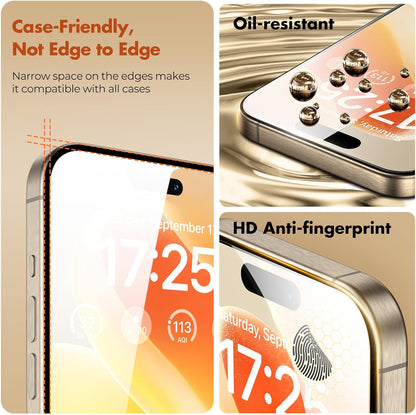 UNBREAKcable Screen Protector for iPhone 15 Pro Max,Double Shatterproof Tempered Glass [Easy Installation Frame][Lasting Protection][9H Hardness][99.99% HD Clear][Case Friendly] for iPhone 6.7"-2 Pack