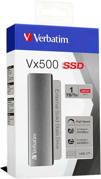 Verbatim 1TB Vx500 Portable SSD External Hard Drive USB 3.1 Gen 2 – Space Gray