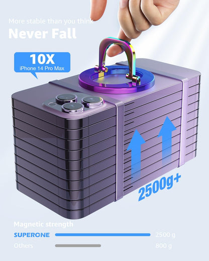 [2025 Newest] SUPERONE for MagSafe Phone Grip, Stylish Cool Magnetic Ring Holder with Adjustable Stand, Removable MagSafe Accessories Only for iPhone 16/15/14/13/12 Series and Mag Safe Case - Colorful