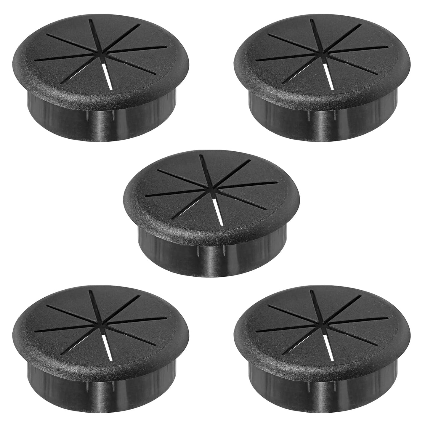 2-3/8" Black Desk Grommet, JTemgle Flexible Cable Grommet Rubber Cable Hole Cover Wire Organizer Caps Desktop Cord Management for Home Office TV Stands Tabletops, 5 Pieces