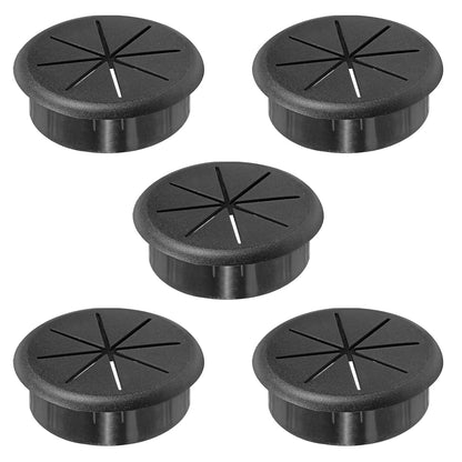 2-3/8" Black Desk Grommet, JTemgle Flexible Cable Grommet Rubber Cable Hole Cover Wire Organizer Caps Desktop Cord Management for Home Office TV Stands Tabletops, 5 Pieces