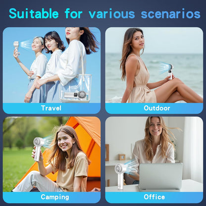 Handheld Turbo Fan with Ice Cooler, Rechargeable Personal Fans, 1-199 Adjustable Speed, Powerful Cooling Personal Mini Fan, Portable Hand Fan for Travel, Outdoor, Office, Gifts for Women,Men