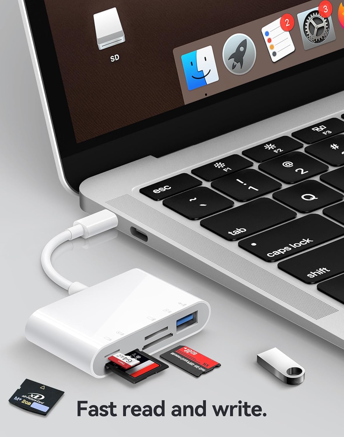 USB C SD Card Reader, USB-C to SD MicroSD XD Picture MS Memory Stick Cards, Type C 5 Slots Memory Card Adapter for iPhone 15 iPad Mac Laptop MacBook and Android Galaxy More USBC Devices