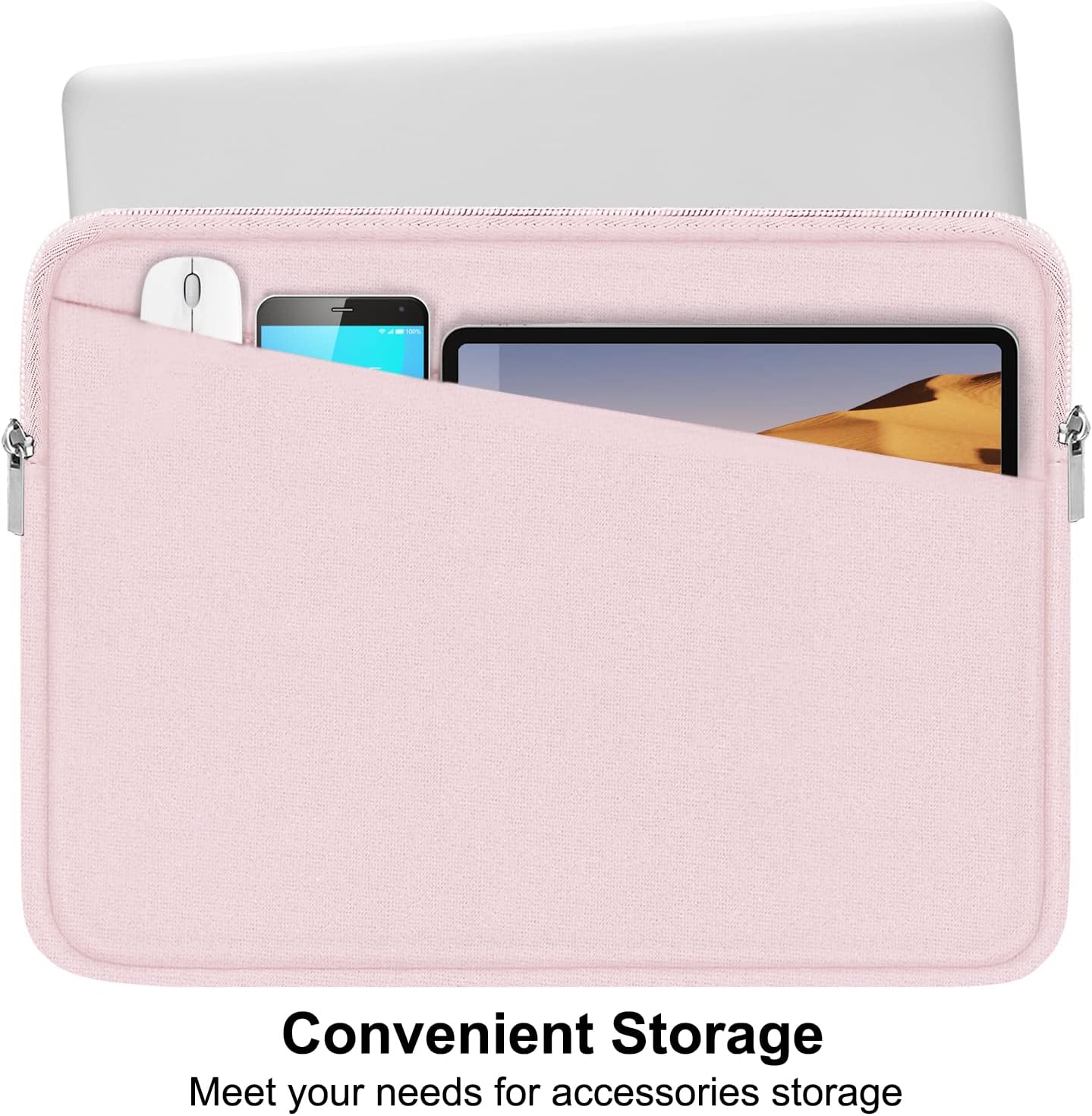 Laptop Sleeve, 15.6 inch Laptop Case, Durable Computer Carrying Bag Protective Case Briefcase Handbag with Front Pocket, Slim Laptop Case Cover for 15.6 Inch HP, Dell, Lenovo, Asus, Notebook, Pink