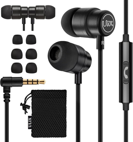 UliX Rider Wired Earbuds in-Ear Headphones, Earphones with Microphone, 5 Years Warranty, with Anti-Tangle Cable, Ear Buds for iPhone, iPad, Samsung, School Students, Kids, Women, Small Ears