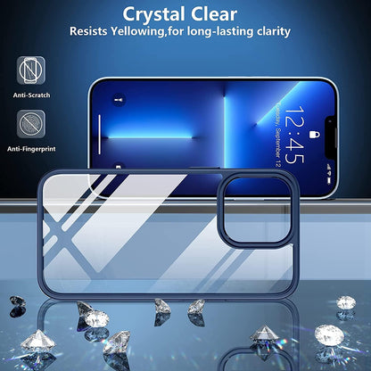 SPIDERCASE for iPhone 13 Pro Max Case, [Crystal Clear Not Yellowing], Slim Thin Phone Case Cell Phone Case & Cover Bundles, Blue/Clear