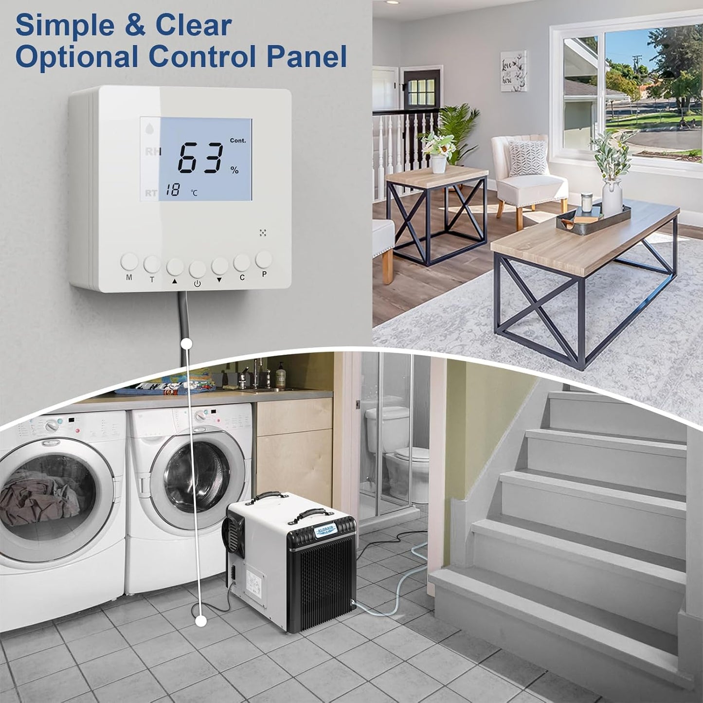 ALORAIR Basement/Crawl Space Dehumidifiers 198 Pint (Saturation), 90 PPD (AHAM), Auto Defrosting System, Commercial Dehumidifier