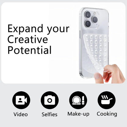 Silicone Double-Sided Suction Phone Grip Detachable Mount - Car Dashboard/Shower Phone Holder, Hands-Free For Selfies & Videos, TikTok/ASMR - iphone & Android Compatible (3.94"x2.5",Colorful Stripes)