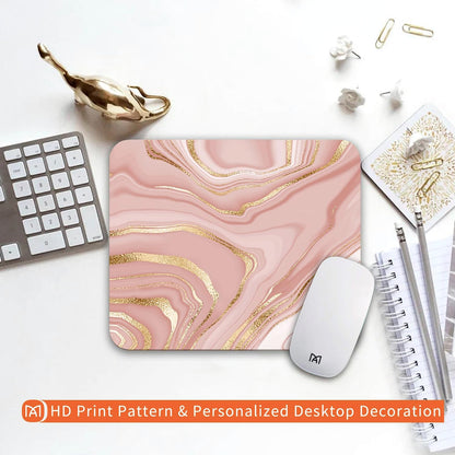 Square Mouse Pad Pink Gold,Personalized Premium-Textured Custom Mouse Mat Design,Washable Mousepad Cloth,Non-Slip Rubber Base Computer Mouse Pads for Wireless Mouse