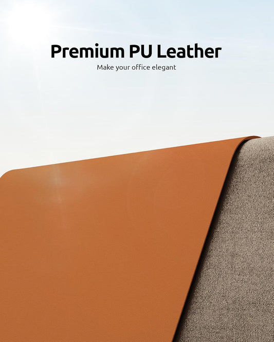 YSAGi Leather Desk Pad Protector, Office Desk Mat, Large Mouse Pad, Non-Slip PU Leather Desk Blotter, Laptop Desk Pad, Waterproof Desk Writing Pad for Office and Home (Brown, 31.5" x 15.8")