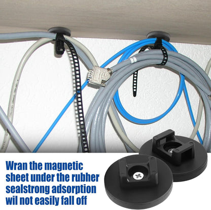 20Pcs Strong Magnetic Cable Zip Tie Base, Multipurpose Cable Ties Mount Wire Clips Management Base,Heavy Duty Wire Cable Holder for Electrical Cable Wire Organization (43mm Vertical Tension 8.5kg)