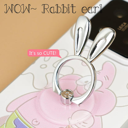 Rabbit Phone Grip - EI Sonador Clear Cell Phone Ring Holder Transparent Stand Finger Sticky Grip (2 Gold Rabbit)