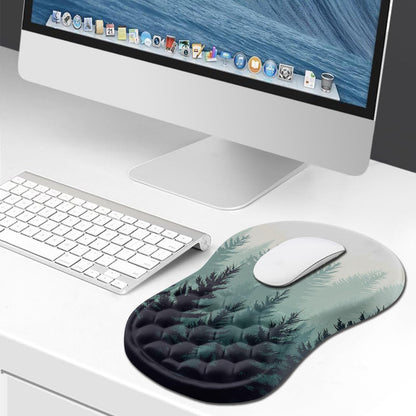 Hokafenle Ergonomic Mouse Pad Wrist Support, Wrist Rest Mousepad for Carpal Tunnel Pain Relief with Integrated Memory Foam Slope Massage Bulge (11.8x7.9 inch,Forest
