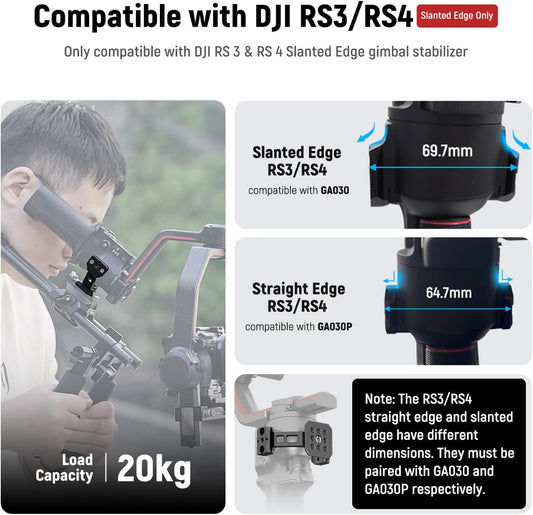 NEEWER Mount Adapter for RS3 & RS4, Arca Type Quick Release Plate with NATO Rail Compatible with DJI RS 3 RS 4 Gimbal Stabilizer Compatible with SmallRig Shoulder Rig V Mount Battery, GA030