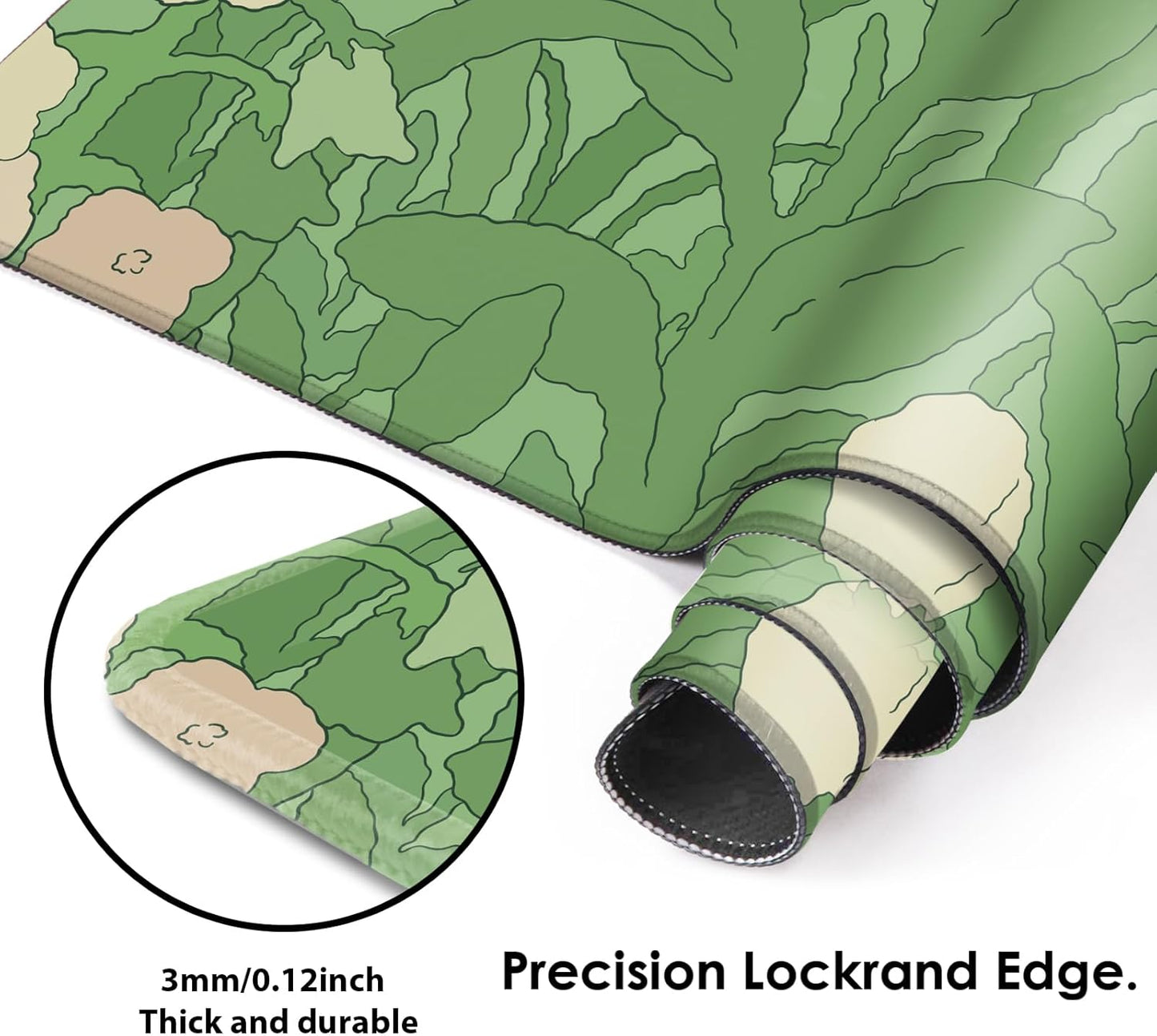 Galdas Gaming Mouse Pad XXL XL Large Long Extended Big Mousepad Non-Slip Rubber Keyboard Mouse Pad with Stitched Edges for Laptop Home Office (31.5x11.8x0.08 Inch) -Green Leaf