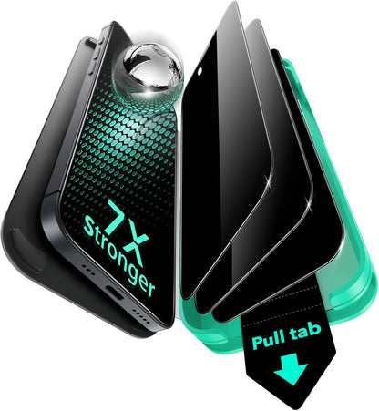 ESR 3 Pack 9H+ Glass for iPhone 15 Pro Max Privacy Screen Protector, [Military Grade Shatterproof & Longest Durable] Armorite Anti-spy Tempered Glass with UltraFit Tray