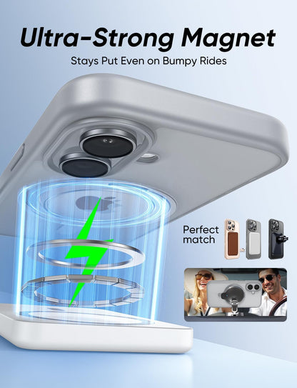 MAGIC JOHN 360° Rotatable Magnetic Invisible Stand for iPhone 16 Case [Camera Control Button] [Compatible with MagSafe] 16FT Shockof for iPhone 16 Case with Kickstand, Gray