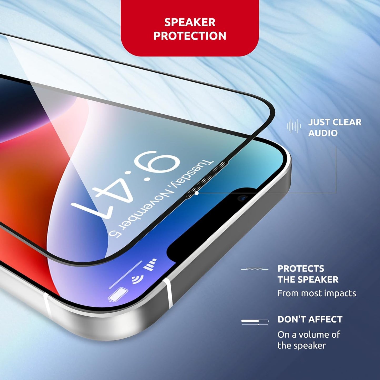 Screen Protector for iPhone 16e/14/13Pro/13 – Full Edge-to-Edge Protection with Oleophobic Coating – 9H Hardness Tempered Glass Screen Protector Set with Plastic Applicator - Black Design