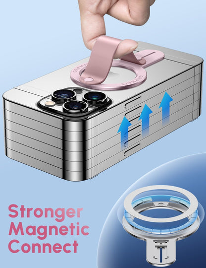 MagSafe Phone Grip for iPhone - Magnetic Phone Ring Holder Detachable for iPhone 16 - Comfortable Finger Phone Loop Grip for Apple 15/14/13/12,Pink
