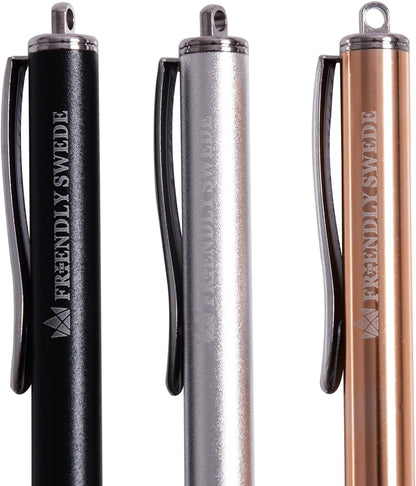 The Friendly Swede Stylus Pen for Touchscreen — 3-Pack 5.5" High Precision Stylus Pen with Replaceable Thin Tips, Elastic Lanyards & Screen Cleaning Cloth - Gold/Silver/Black
