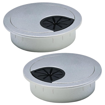 2 Pcs Desk Grommet 3-1/8" / 80 mm, Desk Cord Hole Cover, Cable Grommet ABS Plastic, Desk Hole Grommet for Home & Office Pc, Detachable Cable Cord Organizer-Silver Sand