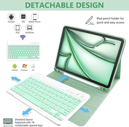 TaIYanG for iPad Air 11 inch M3 & M2 Case with Keyboard 10.9 inch for iPad Air 5 2022/iPad Air 4th Gen Keyboard Case with Pencil Holder, Wireless Keyboard for Air 11" M3/M2 (2025/2024)/iPad Air 5/4