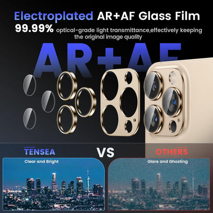 Tensea for iPhone 16 Pro/iPhone 16 Pro Max/iPhone 15 Pro/iPhone 15 Pro Max Camera Lens Protector, Metal Aluminum Alloy Tempered Glass Cover Camera Screen Protector Accessories, Case Friendly