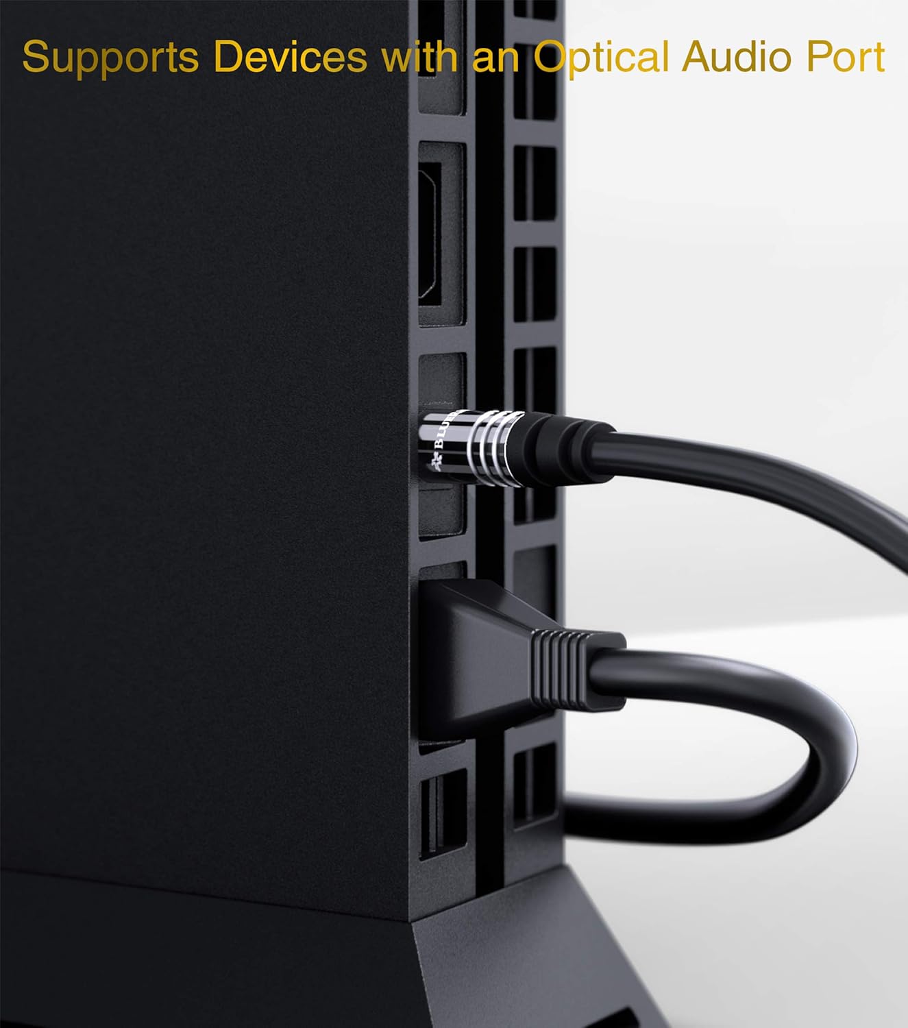 BlueRigger Digital Optical Audio Toslink Cable (25FT, Fiber Optic, Aluminum Shell, 24K Gold-Plated) - Compatible with Home Theatre, Sound Bar, TV, Xbox, PlayStation PS4 – Premium Series