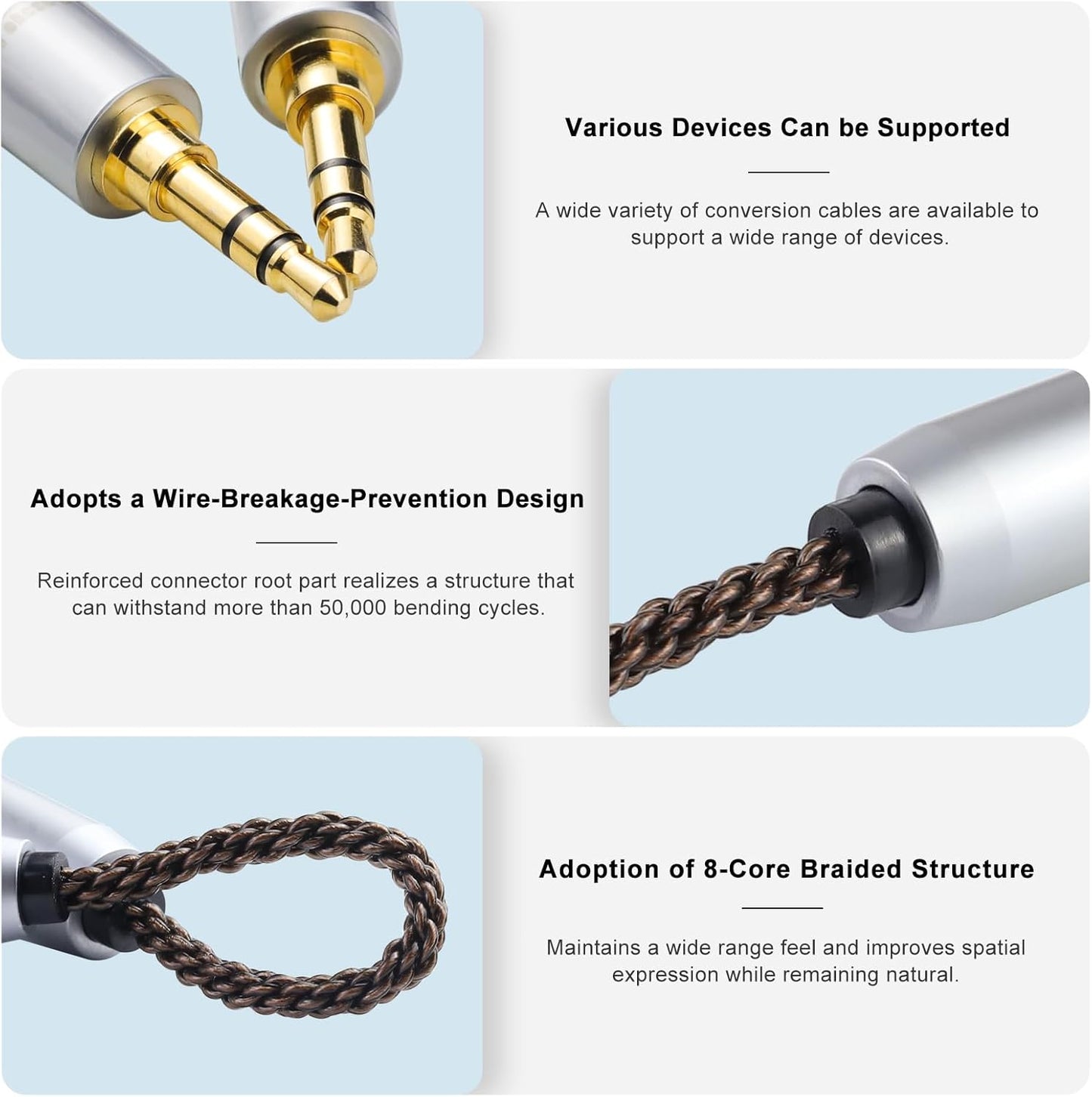 okcsc 4.4MM Male to 4.4MM Male Ultra Short Hifil Male to Male AUX Audio Cable OFC Pair Recording Cable Wire-Breakage-Prevention Design Adoption of 8-Core Braided Structure 5.82 inch