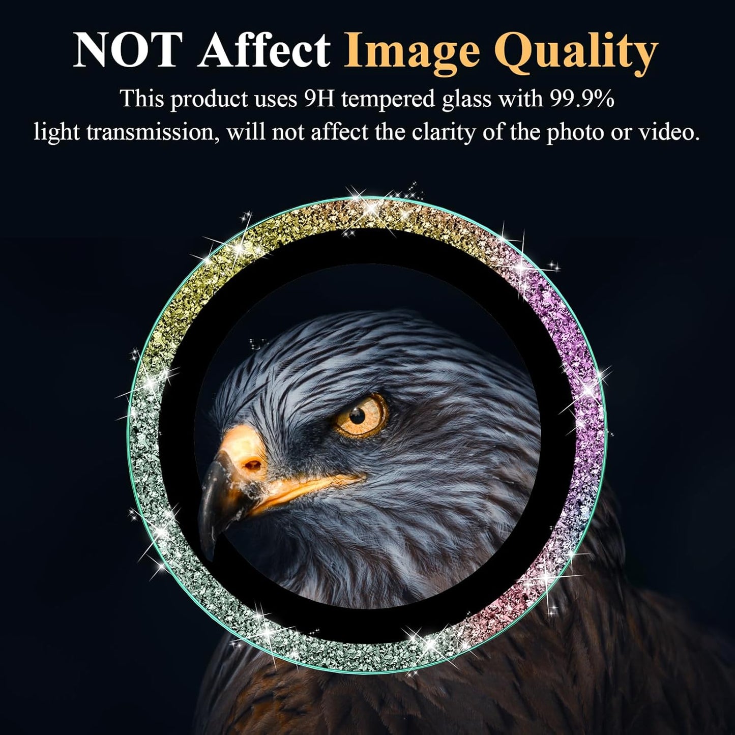 YWXTW Camera Lens Protector for Samsung Galaxy S24 / S23 / S23 Plus, [NOT for S24 Plus] 9H Tempered Glass Metal Individual Ring Camera Screen Protector for S24 Accessories (Colored Glitter)