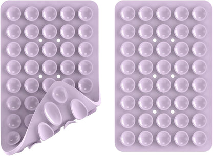 2PACK Silicone Double Sided Suction Phone Case Mount, Detachable Hands Free & Strong Grip Holder for Selfies & Videos, Compatible iPhone Android (Violet, 2Pack 40 Suction Cups)