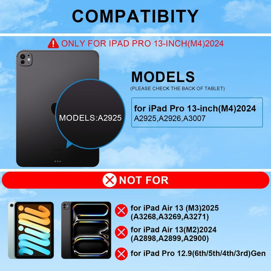 for iPad Pro 13 Inch Case with Keyboard (M4, 2024)，Magic-Style Magnetic – 7 Colors Backlight -Floating Cantilever Stand - Multi-Touch Trackpad Keyboard Case for iPad Pro 13 (Rose Red)