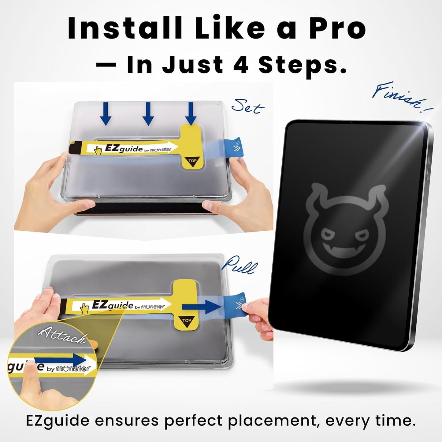 BELLEMOND Tempered Glass Screen Protector designed for iPad Air 13” (M3, 2025 / M2, 2024) - Anti Blue Light filter「EZ Guide」Alignment Kit for Flawless Installation, 10H Hardness - Designed in Japan