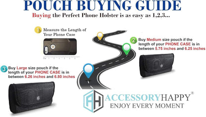 AH Military Grade Nylon Cell Phone Belt Holder for Men Horizontal Pouch Carrying Clip for [iPhone 6 6S 7 8 X XR XS 11 12] iPhone 11 Moto Droid x Holster PRO S8 S9 S7 S20 fits Otterbox or Thick Case