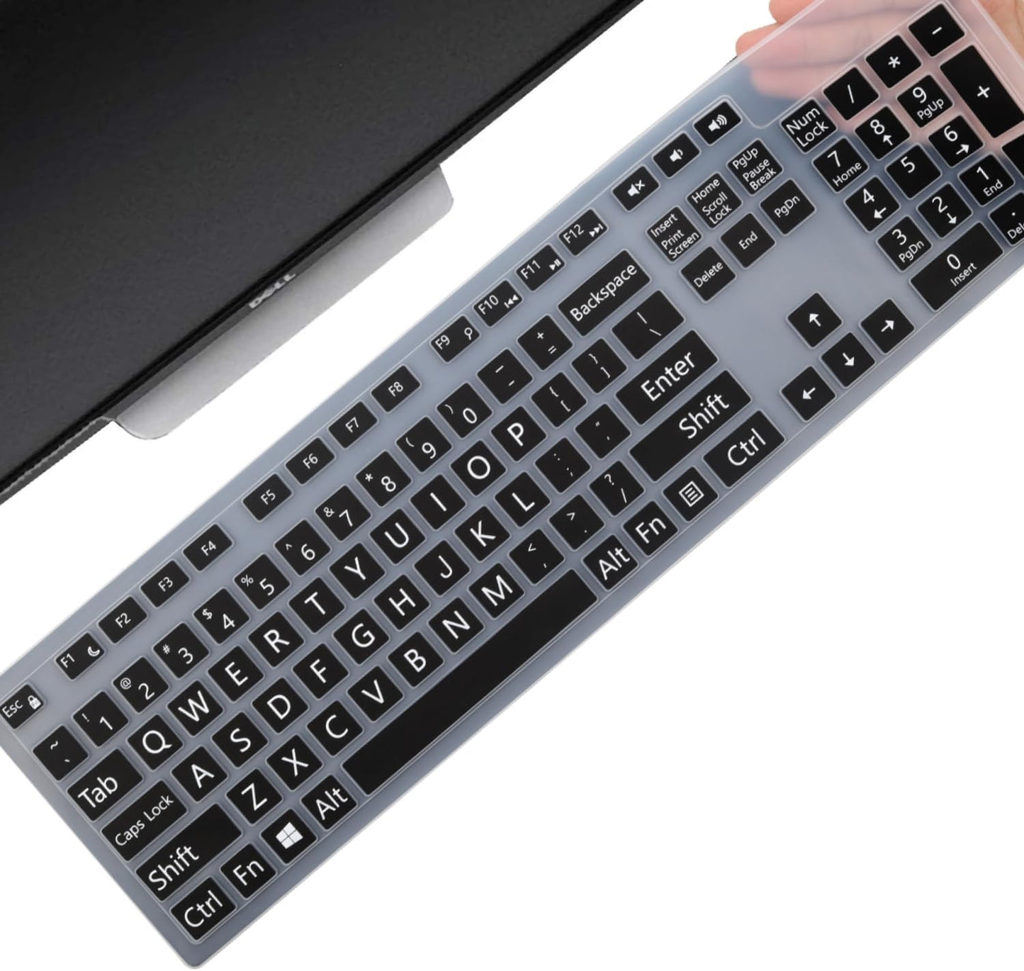 Large Print Keyboard Cover for Dell KM636 KB216 KB216t KB216d KB216p Wired & Wireless Keyboard, Dell Optiplex 5250 3050 3240 5460 7450 7050, Dell Inspiron Desktop 24" 27" 5400 5490 7790 3475 3670