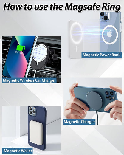 Metal Rings 10PCS,Ultra-Thin(0.4mm) for MagSafe Sticker,Magnetic Adapter,Phone Cases&Wireless Charger,Compatible with iPhone 16/15/14/13,Galaxy S24/S23/S22/Kindle(White 10PCS)