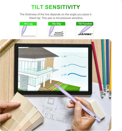 Stylus Pen for iPad 2018-2025: 15 Mins Fast Charging Pencil 1 Generation with Tilt Sensitivity Palm Rejection - Work for iPad Air 3 4 5 M2 M3- Pro 11" 12.9" M4 - Mini 5 6 - iPad 6 7 8 9 10 11 (Purple)