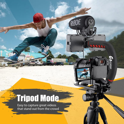 Zeadio Video Action Stabilizing Handle Grip Handheld Stabilizer with Cold-Shoe Mount for All DSLR Camera Camcorder