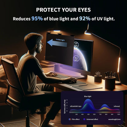 [2 Pack] Magnetic Computer Privacy Screen Filter 24 Inch for 16:9 Widescreen Monitor Desktop PC, 24in Hanging Removable Anti Glare Blue Light Protector, Double Sided Reversible Eye Care Film