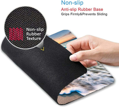 Beach Sunset Mouse Pad,Cute Mouse pad,Custom Small Mouse Pads with Designs,Portable Office Non-Slip Rubber Base Wireless Mouse Pad for Laptop