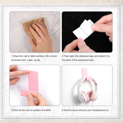 Weewooday 4 Pieces Headphone Hanger Holder Desk Adhesive Headphone Hook Wall Mount Headset Stand Acrylic Holder with Glues for General Purpose Game Earphone (Pink)