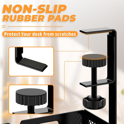 Under Desk Cable Management Tray, 15.7'' No Drill Steel Desk Cable Organizers, Wire Management Tray Cable Management Rack (1 Pack-Black)